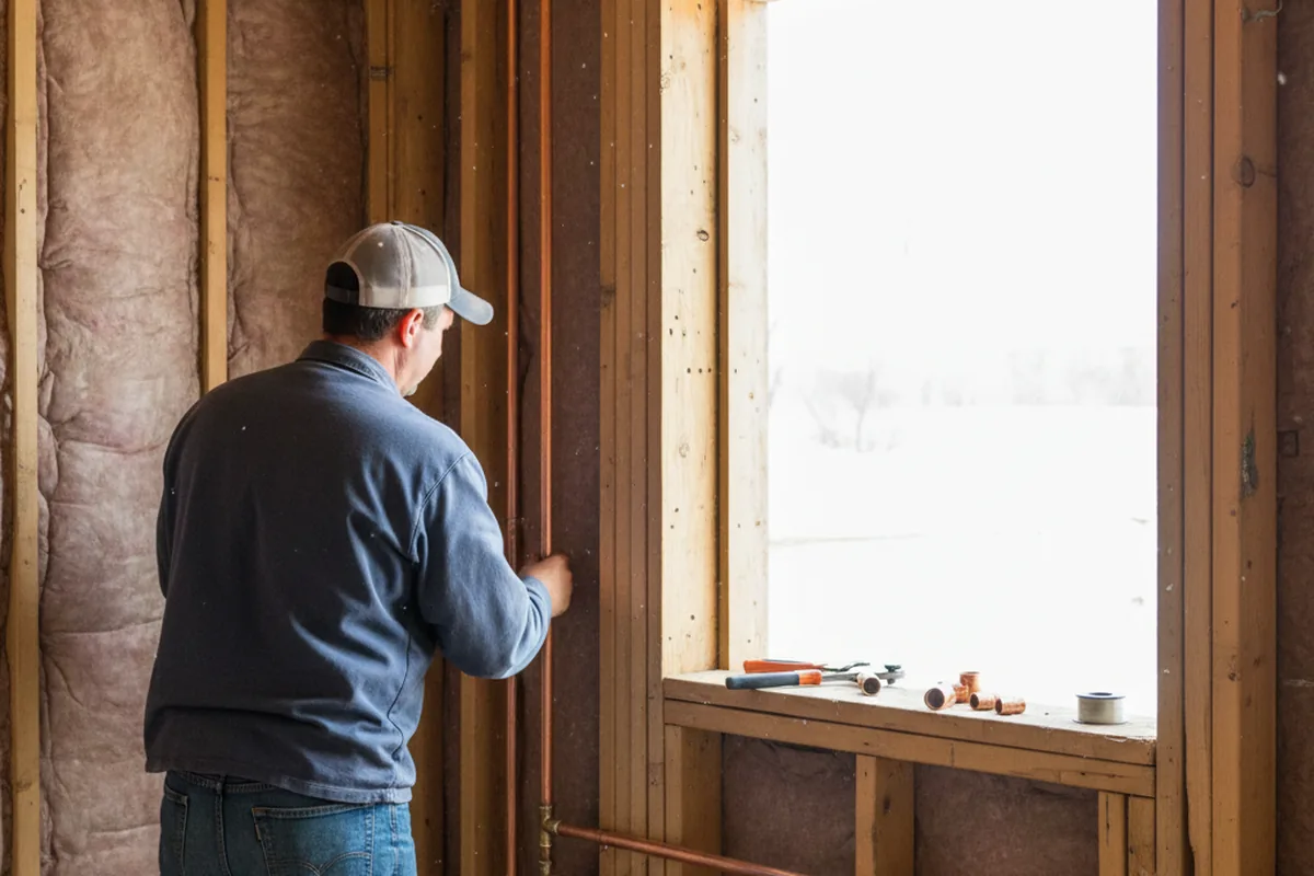 Licensed plumber running new copper supply lines in a New Martinsville home