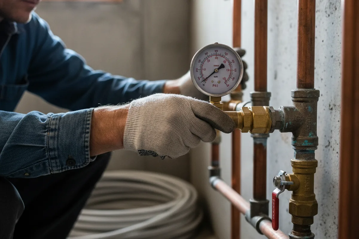 Pressure testing a repaired line during Water Line Repair in New Martinsville